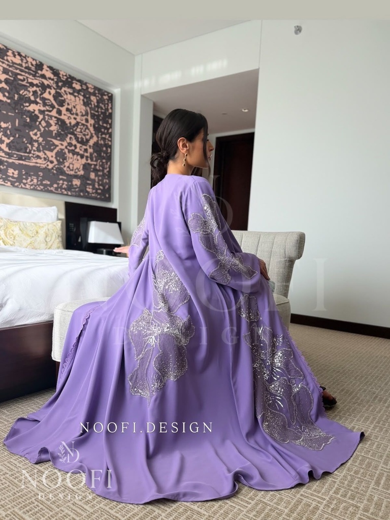 Lilac embroidered Abaya