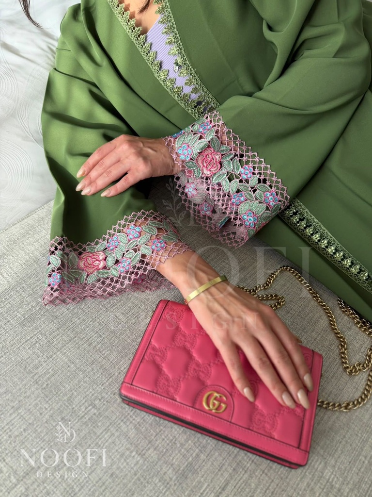 Olive green with trim Abaya