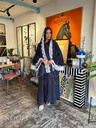 Navy dotted white lace Abaya