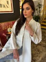 White embroidered yoke Abaya