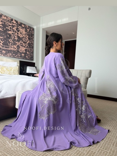 Lilac embroidered Abaya