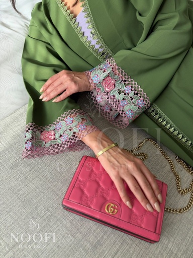 Olive green with trim Abaya
